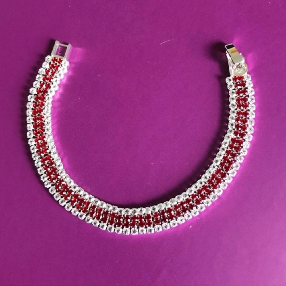 Sterling Silver Red Crystal Tennis Bracelet